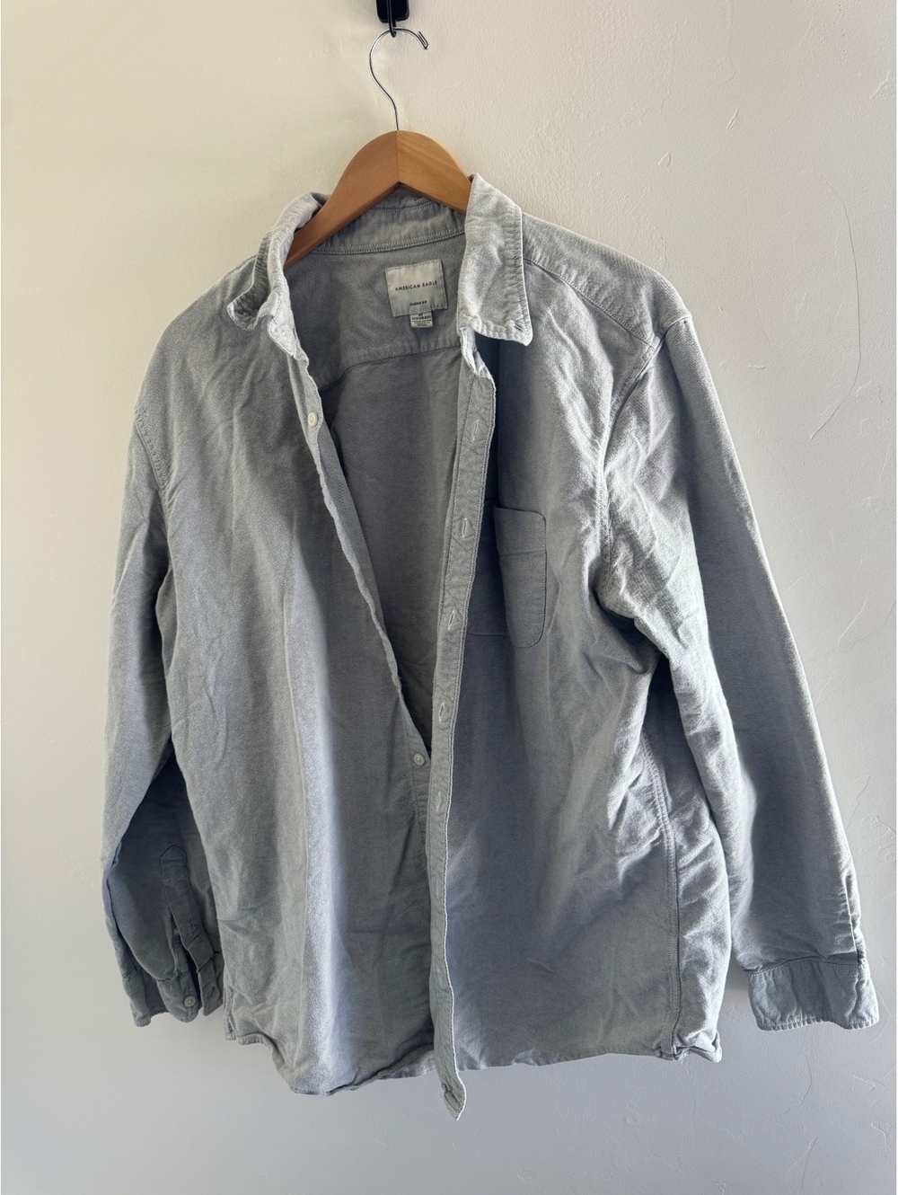 American Eagle Men’s Classic Fit Gray Oxford Button Down Shirt XL Tall